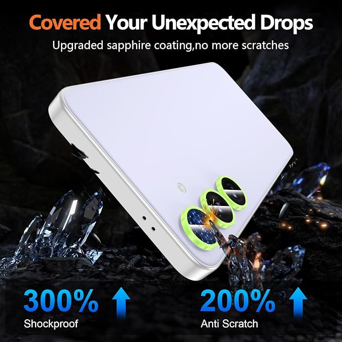for Samsung Galaxy S25 FE Camera Lens Protector, Individual Metal Ring Tempered Glass Lens Cover, [Strong Adsorption] Scratch Resistant Ultra-Thin HD Clear Lens Cover, 1 Set-Yellow Shine - Image 7