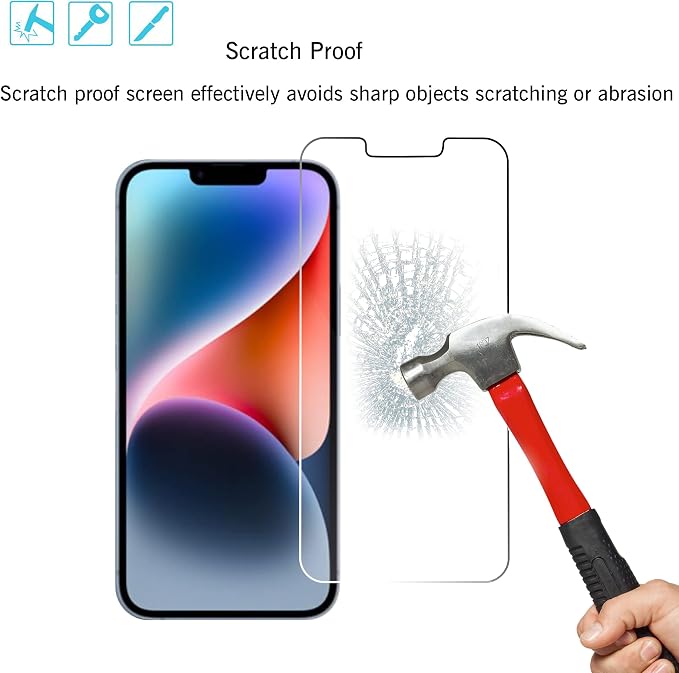 Ailun Screen Protector + Camera Lens Protector for iPhone 14 Plus, 3+3 Pack | 6.7 Inch, Case Friendly, Tempered Glass Film, HD - Image 5