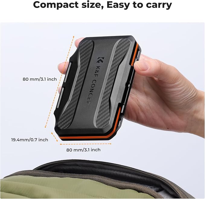 K&F CONCEPT 6 Slots XQD Cfexpress Type-B Card Holder, Water-Resistant | Memory Card Storage Carring Case, Shockproof Card Protection Box Organizer, PM03 - Image 6