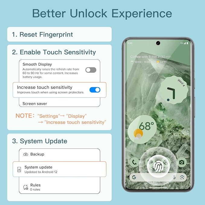 JETech TPU Screen Protector for Google Pixel 8, 2+2 Pack | with Camera Lens Protector, Flexible TPU Film, Fingerprint ID Compatible, HD Clear, Easy Installation - Image 3