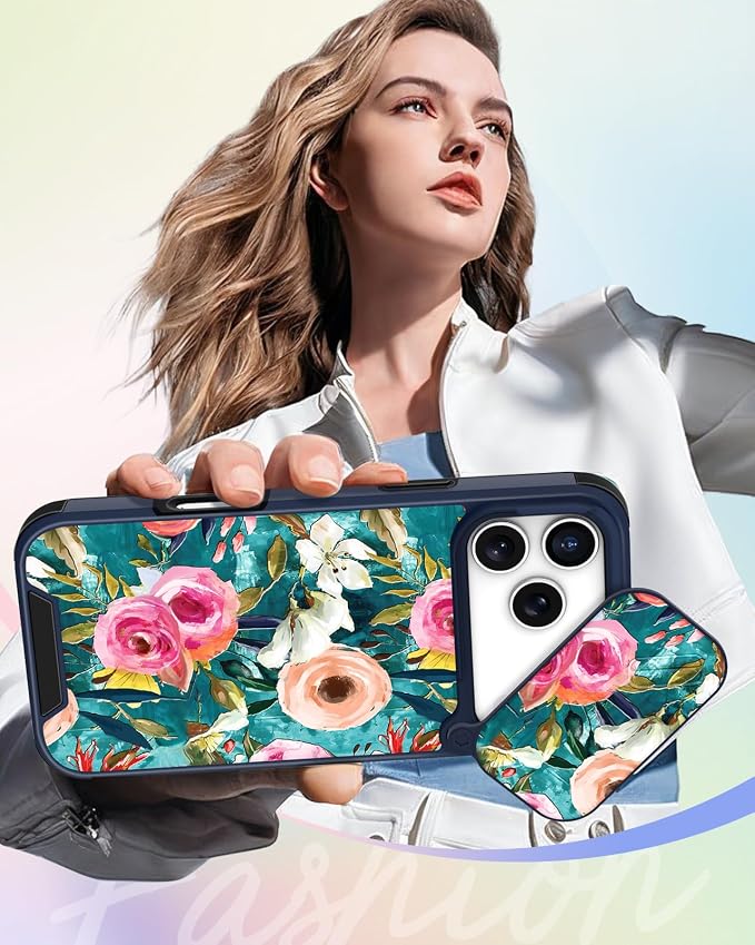 Buleens for iPhone 17 Pro Max Case 6.9 Inch - with Ring Stand & Camera Cover Aesthetic Cute Designed Women Girls Girly Pretty Flowers Kawaii Phone Case for iPhone 17 Pro Max Compatible with Magsafe - Image 6
