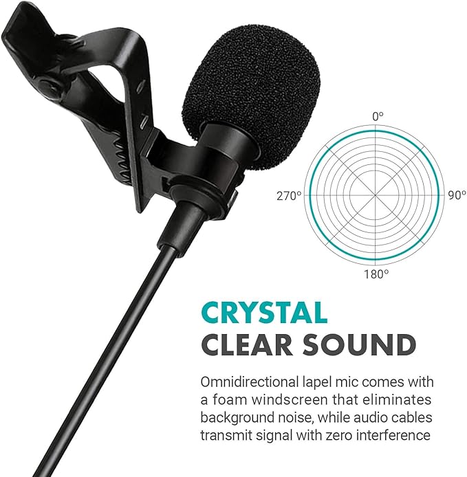 Movo DOM1 3.5mm TRS Lavalier Omnidirectional Condenser Microphone for Camera Microphone Compatible with DSLR Cameras, Recorders and More - Image 5
