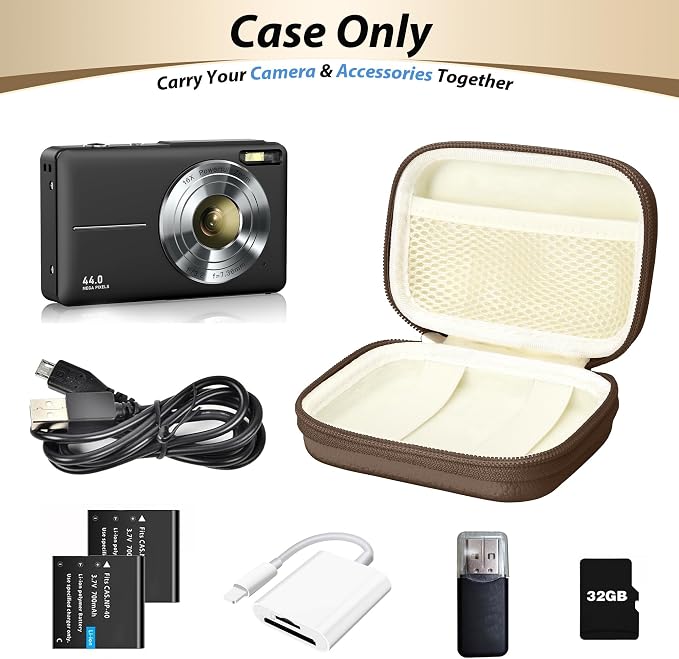 Digital Camera Case for KODAK PIXPRO FZ55/FZ45, Case Only, Brown | Fits CAMKORY DC403 and Canon PowerShot ELPH 360 HS Compact Digital Cameras, Small Hard Shell Camera Pouch with Mesh Pocket - Image 4