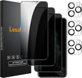Lesakit 3+3 Pack Privacy Screen Protector for iPhone 11 Pro Max 6.5-Inch with 3 Pack Camera Lens Protector, Anti Spy Tempered Glass Film 9H Hardness Bubble Free Case Friendly by Lesakit