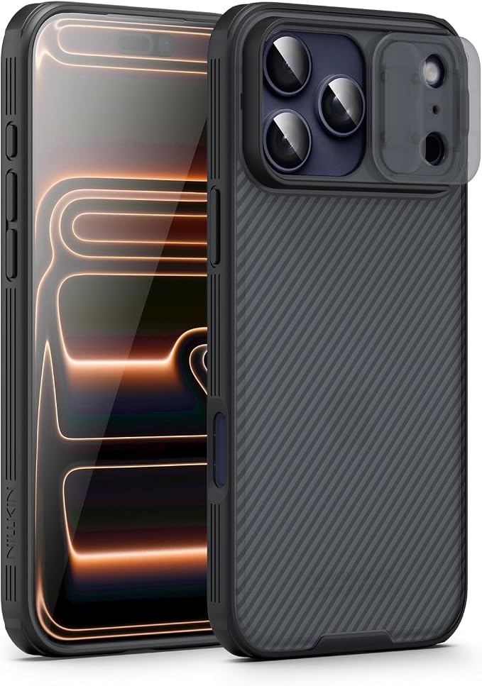 Nillkin for iPhone 17 Pro Max Case with Slide Camera Cover | Full Camera Protection | Thin Slim Fit | Shockproof Protective | Phone Case for iPhone 17 Pro Max, Transparent Black by Nillkin