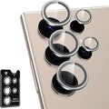 for Samsung Galaxy S24 Ultra Camera Lens Protector, Individual Metal Ring Tempered Glass Lens Cover, [Strong Adsorption] Scratch Resistant Ultra-Thin HD Clear Lens Cover, 1 Set-Silvery by Btscase