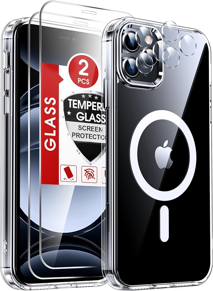 LeYi for iPhone-11-Pro-Max Case Clear: Screen Protector X2 + Camera Cover X2[ MagSafe Compatible] Funda para i Phone 11pro promax Magnetic Protective Slim Case for iPhone 11promax, Transparent by LeYi