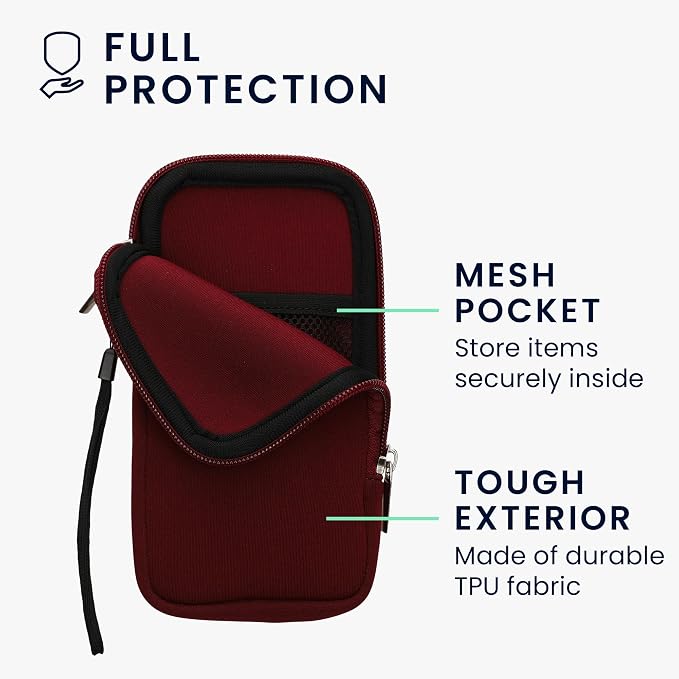 kwmobile Universal Phone Pouch Size XL - 6.7/6.8" - Neoprene Smartphone Pouch with Zip - Water-Repellent Mobile Phone Case - Sleeve in Bordeaux - Image 3