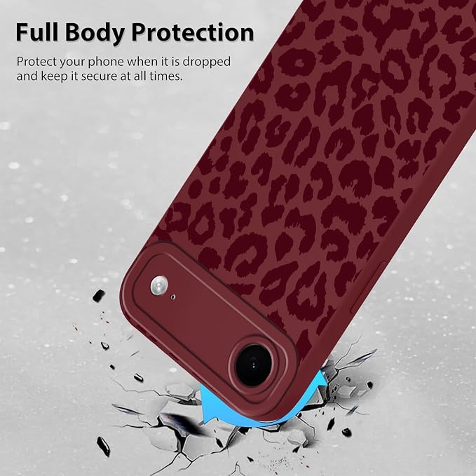 Cute Burgundy Cheetah Print Phone Case for iPhone Air 6.5" | Aesthetic Leopard Pattern Design Cover Full Camera Lens Protective Shockproof Soft Slim TPU Funda for Women Girls - Image 3