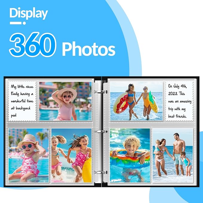 Fabmaker 60 Pack 4x6 Photo Sleeves for 3 Ring Binder, Hold 360 Photos | Clear Plastic Binder Sleeves, Photo Album Refill Pages, Acid Free Archival Page Protector, Binder Inserts for Postcard - Image 2