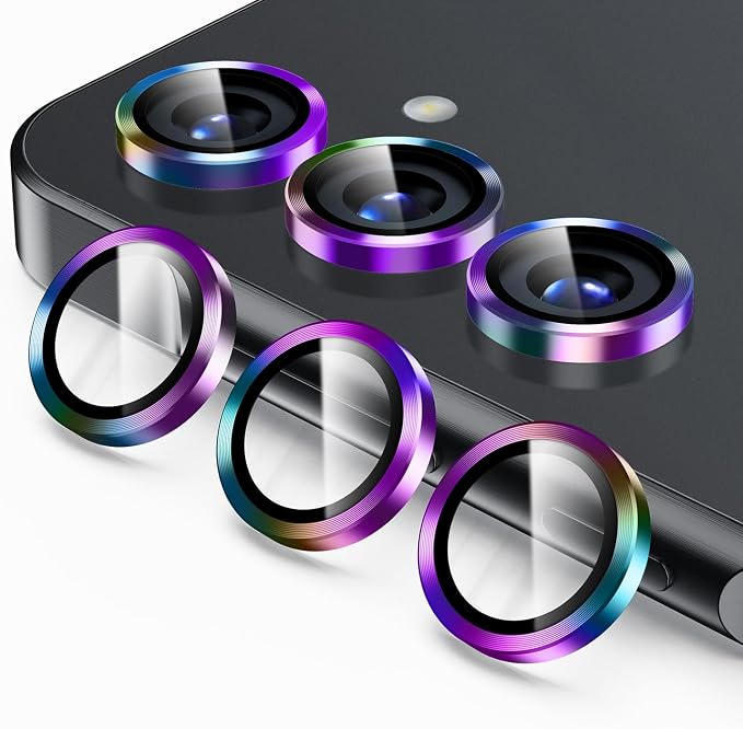 Korecase for Galaxy S25 Camera Lens Protector, 9H Tempered Glass Anti Scratch Shockproof Metal Ring Lens Protector Case Friendly, Colorful, 1 Piece by Korecase
