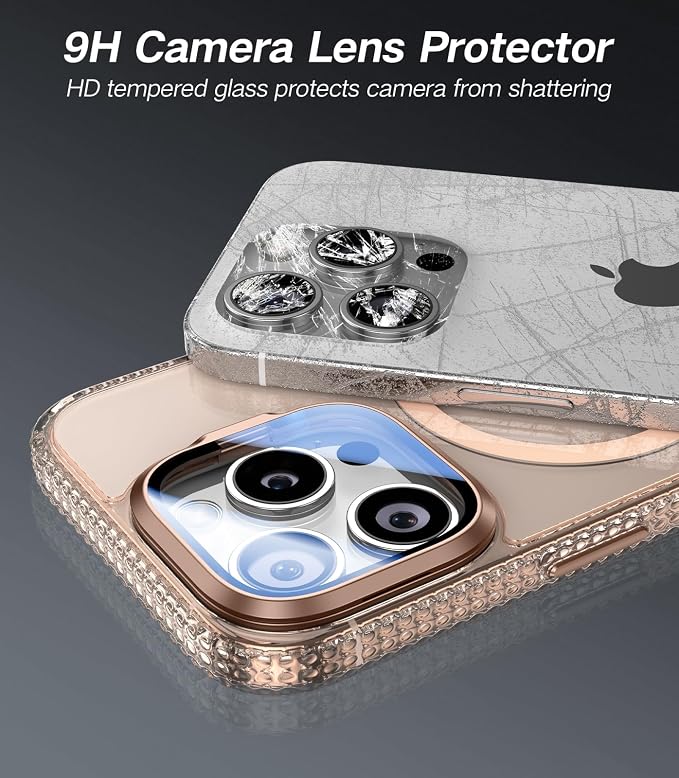 VOFATA [Upgraded] for iPhone 15 Pro Max Case with Camera Cover Stand [Fit for MagSafe][9H Camera Lens Protector] Mil-Grade Protection Transparent Magnetic iPhone 15 Pro Max Phone Case, Clear Gold - Image 2