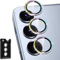 for Samsung Galaxy S25 Plus Camera Lens Protector, Individual Metal Ring Tempered Glass Lens Cover, [Strong Adsorption] Scratch Resistant Ultra-Thin HD Clear Lens Cover, 1 Set-Colorful Sparkly by Btscase