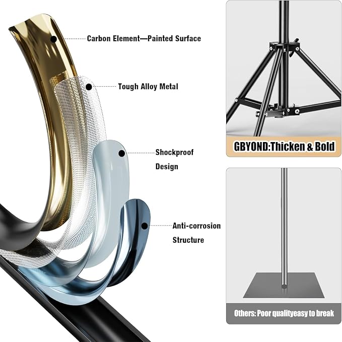 BEIYANG 6.5x10 FT Backdrop Stand, Adjustable Photo Background Stand Support kit with Carry Bag for Parties, Decoration, Wedding, Photo Video Studio Shooting - Image 5