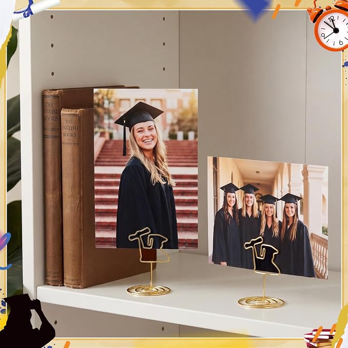 AmazingSpark 36 Pcs 2026 Graduation Gold Photo Holders for Table Centerpieces Metal Photo Holder Gold Picture Display Stands Menu Memo Clips for Graduation Party Table Decoration Supplies(Graduate) - Image 6