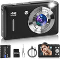 Digital Camera for Kids, FHD 1080P 44MP Point and Shoot Digital Camera with Face Detect, Smile Capture, 16X Zoom, 20 Filters, Anti Shake, 32GB SD Card Blcak Compact Vintage Camera for Kids Boys Girls by SMARTKLIK