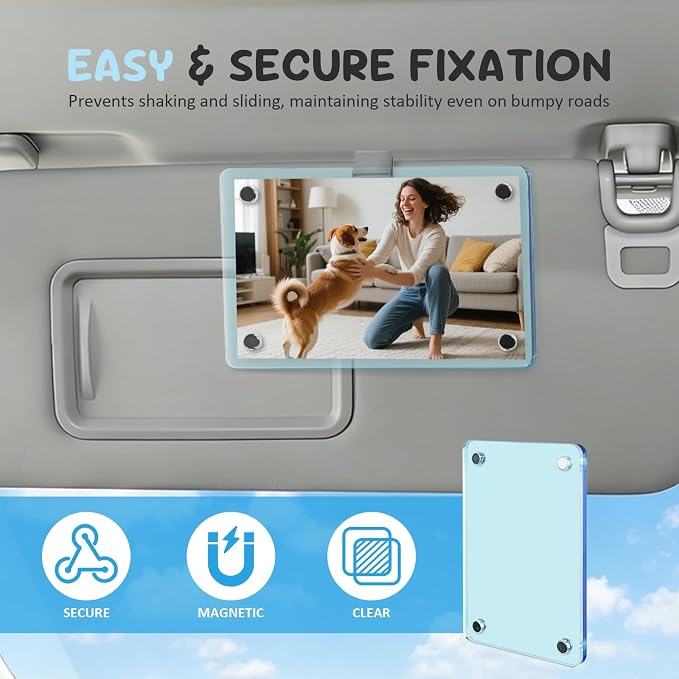 2 Pack Car Picture Holder, Magnetic Sun Visor Photo Clip, Car Picture Frame | 2.36 x 3.54 Fluorescence Acrylic Photo Holder, Keeps Photos Secure on your Sun Visor, Personalized Car Interior Display - Image 3