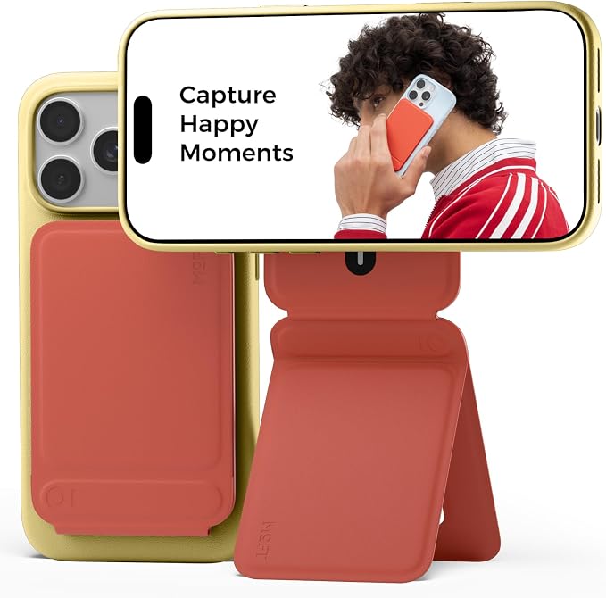 MOFT Phone Tripod Stand, Portable Selfie Stick for iPhone, Mulit-Angle | Pocket Size | Strong Magnets l MOVAS Leather | Magsafe Compatible | Easy to Charge | Stylish |For Content Creators by MOFT