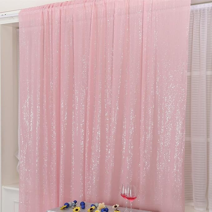Poise3EHome Pink Sequin Backdrop,8FT x 10FT Sequin Photography Backdrop Curtain for Party Decoration - Image 7
