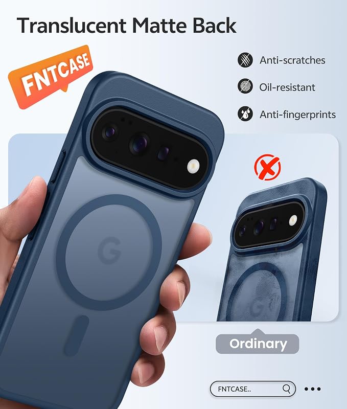 FNTCASE for Google Pixel 11 Pro Case / Pixel 11 Case, with Screen Protector | Fit for Magsafe, Translucent Matte, 14FT Military Grade Drop Protection, Shockproof Protective Phone Cover, Blue - Image 7