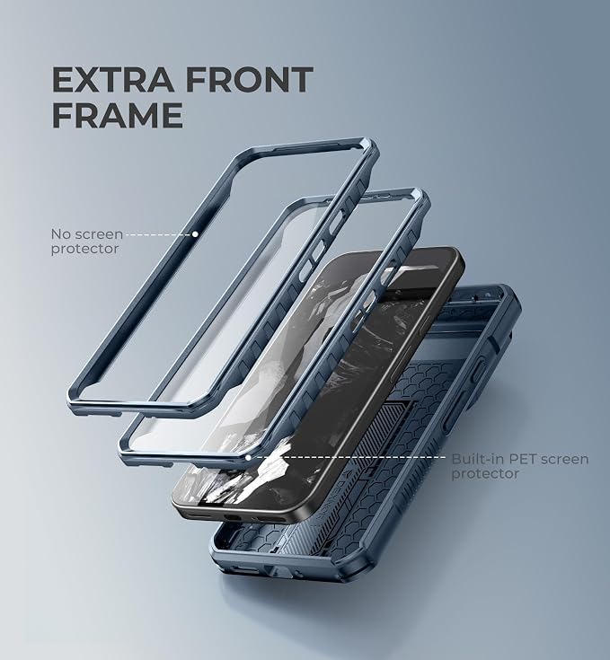 Dexnor for Google Pixel 9 Pro XL Case with Slide Camera Cover & Built-in Screen Protector & Heavy-Duty Kickstand, Full-Body Protective Cover Rugged Bumper Cases for Pixel 9 Pro XL,Navy Blue(2024) - Image 4