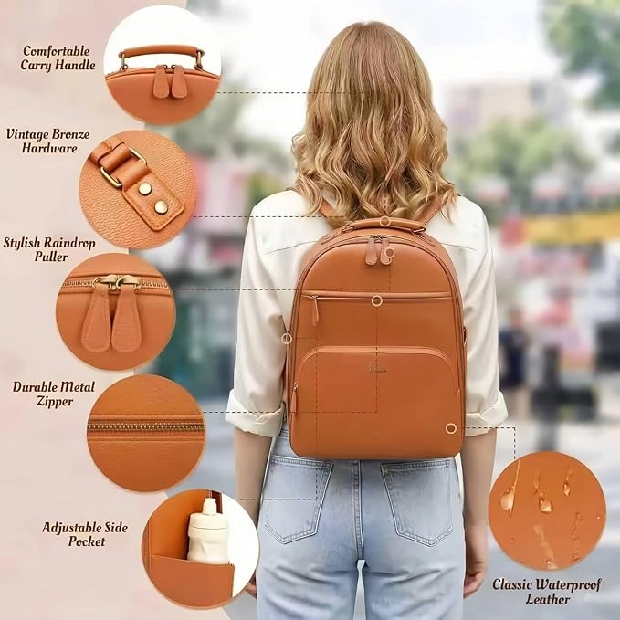 Camera Backpack Classic PU Leather for DSLR, Professional Camera Bag for Photographers with 15 Inch Laptop Compartment Large 20L - Image 5