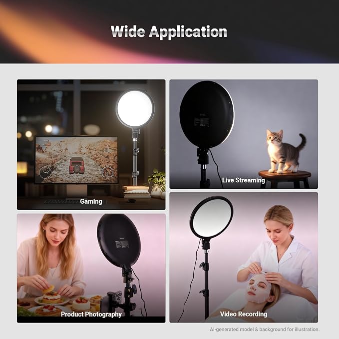 NEEWER Basics 10" Ring Light with 63" Tripod Stand/Phone Holder/Remote Compatible with iPhone, 15W Bi Color Full Screen Edge Lit LED Lighting CRI95+ for Video Recording Selfie Streaming Makeup, R10L - Image 8