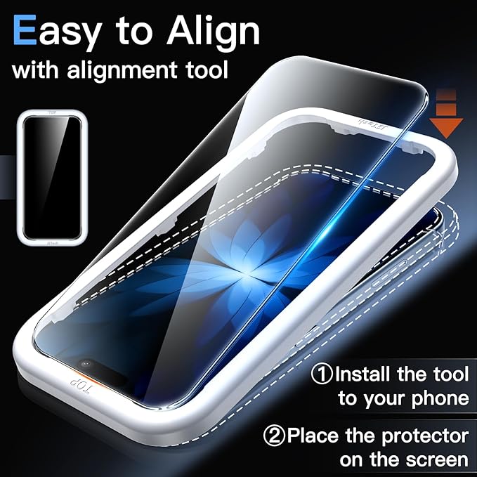 JETech Screen Protector for iPhone 17, 2+2 Pack | with Camera Lens Protector, HD Clear Tempered Glass, Anti-Scratch Protection, Easy Installation Tool - Image 4