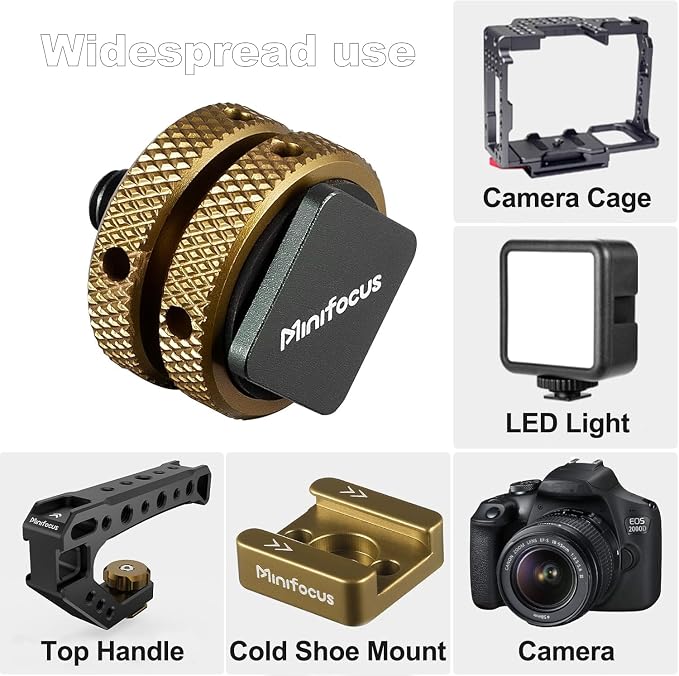 MINIFOCUS 4 Packs Camera Hot Shoe Mount Adapter, Double Nut with 1/4" and 3/8" Aluminum Alloy Tripod Screw Flash Shoe Mount for LED Monitors, Microphone, DSLR Field Monitor | Double Nut with 1/4" and 3/8" Aluminum Alloy Tripod Screw Flash Shoe Mount fo... - Image 4