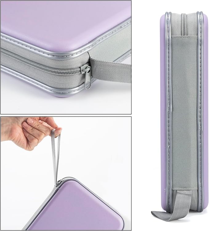 alavisxf xx CD Case, 96 Capacity Hard Plastic Organizer Wallet for Car | CD DVD Holder, Portable Hand Strap, Zipper Closure, Anti-Slip Scratch-Resistant Sleeves, Disc Storage, for Home Office Travel - Image 2