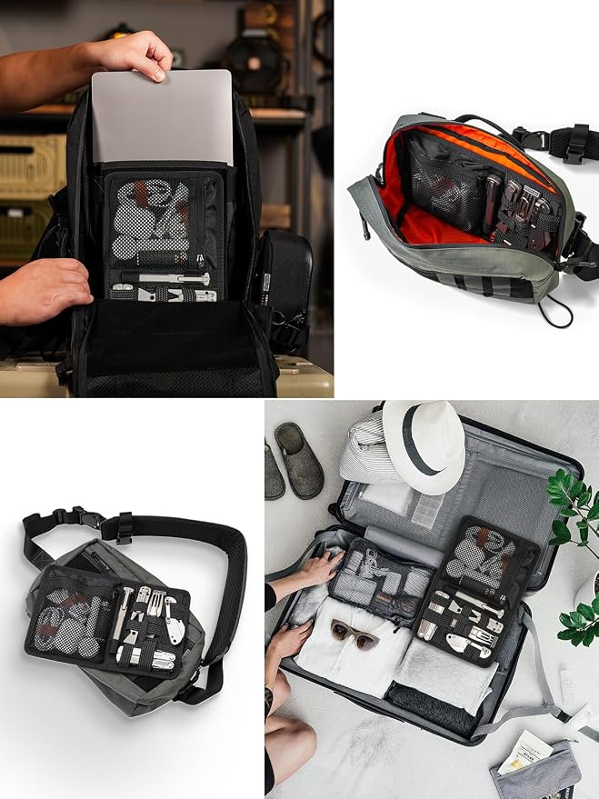 TACTICAL_GEEK EDC Organizer Board, Anti-Slip Elastic Woven Board, Utility Bag Insert Panel for Small Gear, Backpack Accessories (TCM10-Black) - Image 5