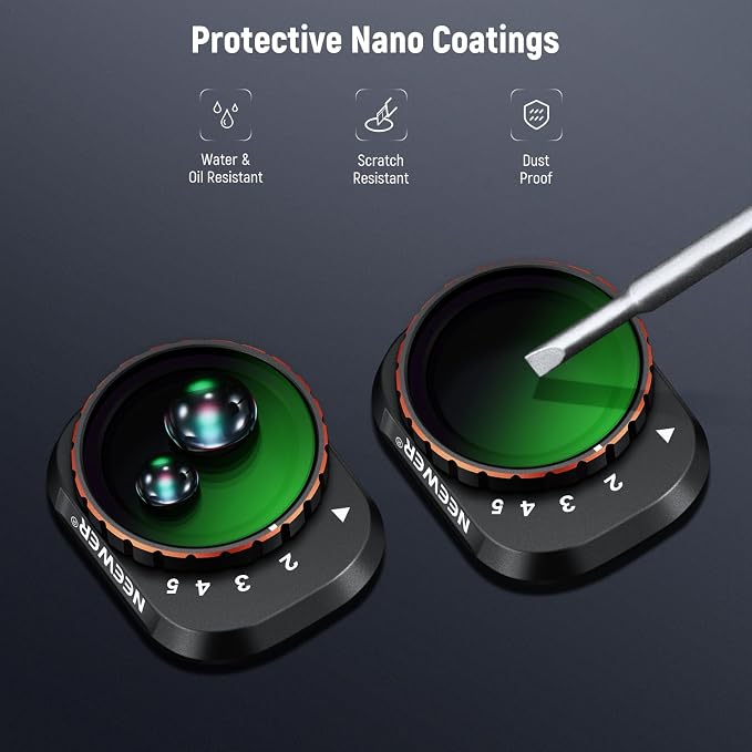 NEEWER Variable ND Filter Compatible with DJI Mini 4 Pro, ND2-32 1-5 Stops Snap On Multicoated HD Optical Glass Metal Slim Frame Drone Camera Lens Accessories for Aerial Photography Video Recording - Image 7