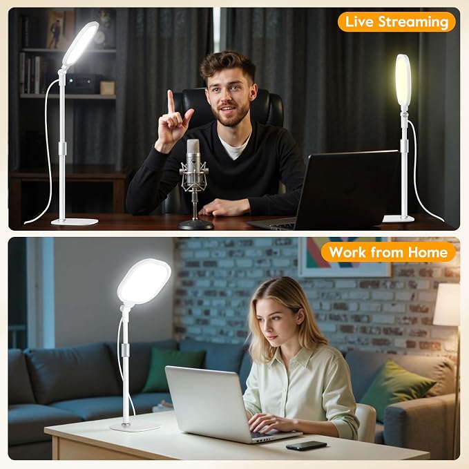 Video Conference Lighting for Zoom with Stand, 30 Modes, CRI>98 | Edge-lit Eye-care Full-screen Ring light, Dimmable with 360° Stand, Memory Func for Zoom, Video Calls, Live Streams, Webcam - Image 3