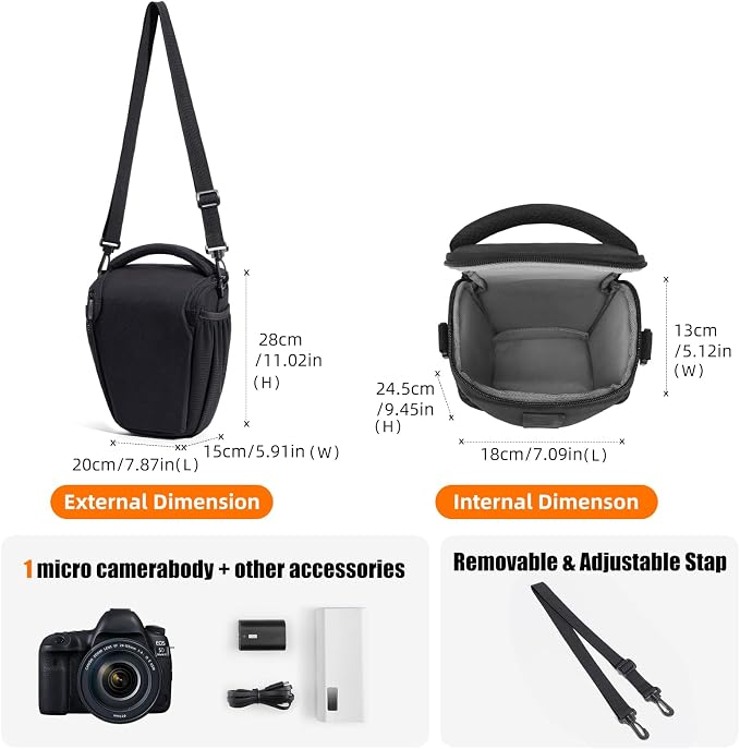 CADeN DSLR/SLR Camera Shoulder Bag Case with Adjustable Shoulder Strap, Compatible for Nikon, Canon, Sony Mirrorless Cameras Waterproof (Large) - Image 7