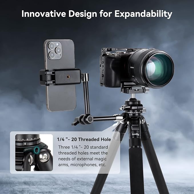 SmallRig AP-10 52.4" Carbon Fiber Camera Tripod Max. Payload 11lb | 360° Ball Head, Detachable Monopod, Lightweight & Compact, Quick Release Plate For Arca - Image 5