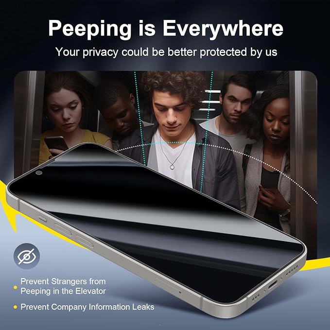 NEW'C 3x Privacy for iPhone 14 Plus Screen Protector (6.7 inches)+ 3x Camera Lens Protector, Sensor Protection,Case Friendly Tempered Glass Film +Dust Plug - Enhanced Privacy Angle of 28 Degrees - Image 4