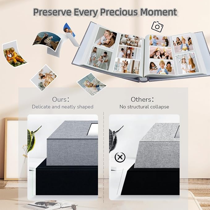 popotop Photo Album 4x6-600 Photos Photo Books with 600 Horizontal and Vertical Pockets,Linen Cover Albums for Family Wedding Anniversary Baby Vacation Pictures - Image 5