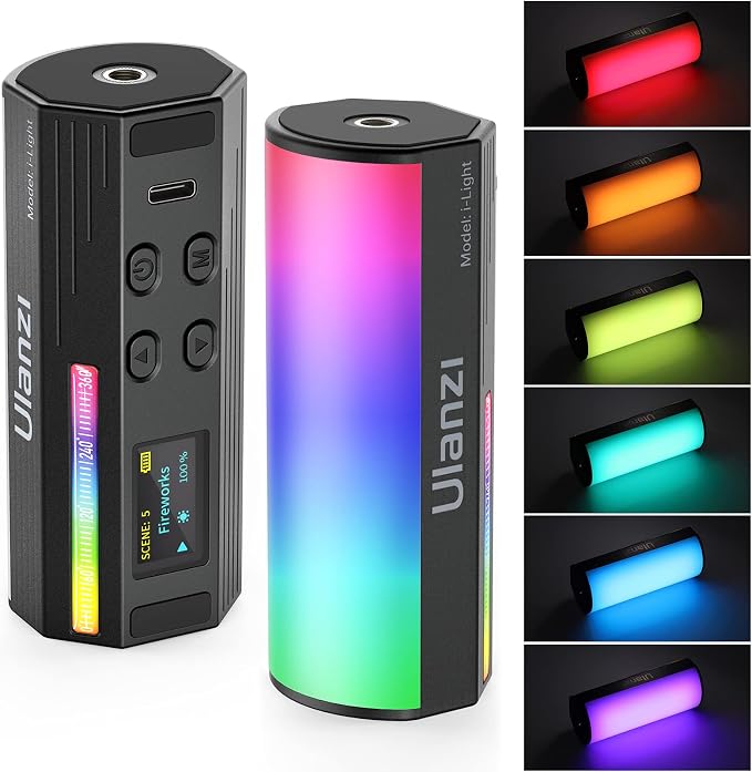 ULANZI RGB Light Wand, 360° Full Color Magnetic Mini Light Stick for Video Photography, 2500-9000K 2000mAh Rechargeable Handheld LED Light Tube for Painting Vlog TikTok YouTube by ulanzi