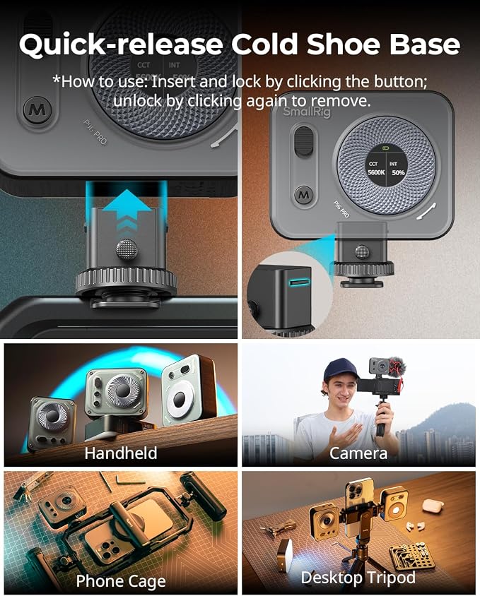 SMALLRIG P96 Pro Mini LED Video Light, Portable Photography Camera Light | Bi-Color 2500-6500K CRI95+, 1500mAh, LCD Screen, 5 Effects, Cold Shoe Fill Light Accessories for Content Creator, Streaming - Image 7