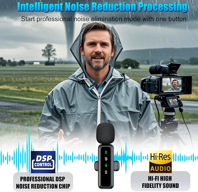 3-in-1 Wireless Lavalier Microphone for iPhone/Android/Camera/PC, Featuring a Rotatable Clip, Mute, Reverb, and Noise Reduction – Ideal for TikTok, YouTube, and Vlogging (3-in-1) - Image 2