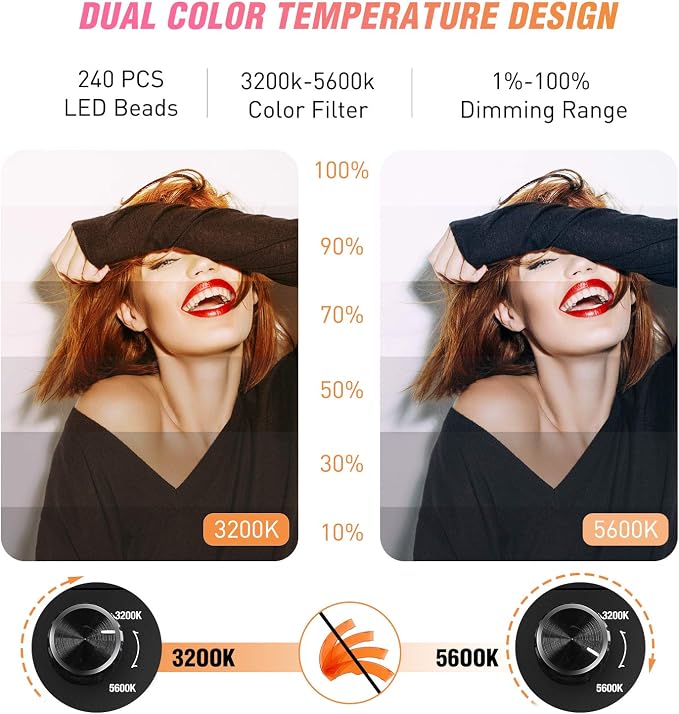 Ring Light with Tripod Stand, Yesker 14 Inch LED Ringlight Kit with Phone Holder Adjustable Color Temperature Circle Lighting, Led Photo Beauty Ring Lights for Camera for Vlog, Makeup, Video Shooting - Image 3