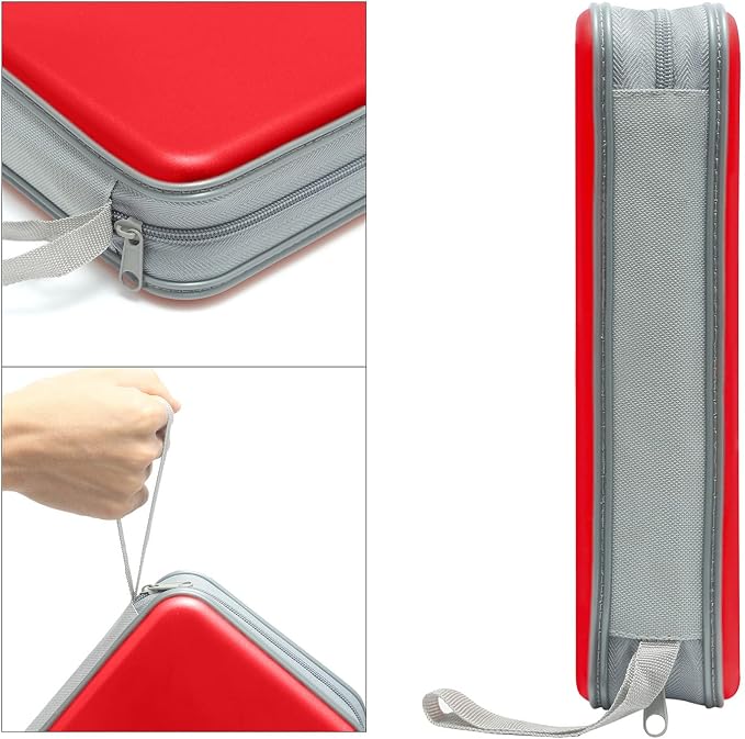 Siveit CD DVD Cases 96 Capacity Disc Storage Binder for Car(Red) | Hard Plastic CD DVD Disc Cases Storage Binder Wallet for Car Home Office Travel - Image 3