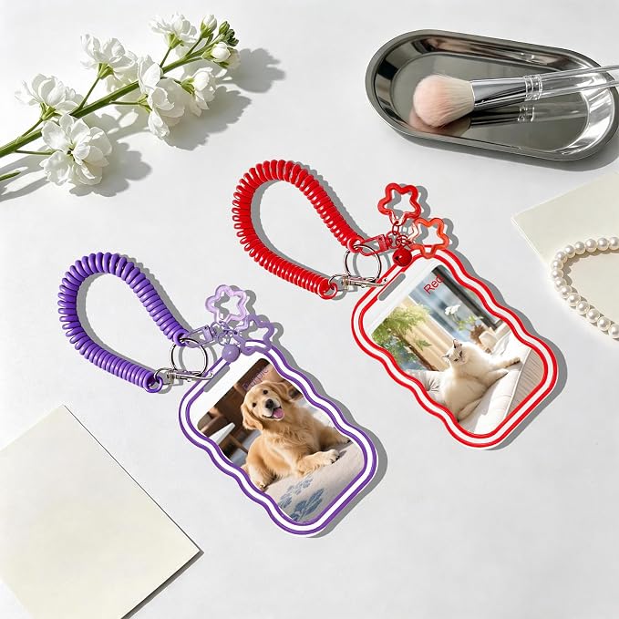 2 Pack Cute Photocard Holder Keychain,Kpop Photo Card Holder | Creative Photo Protector Keychain Accessories for Bus Card, Daily Display & Travel Decorations Gifts - Image 5