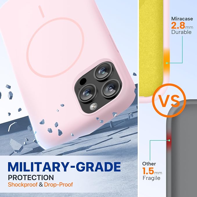 Miracase Silicone & Magnetic for iPhone 12 Pro Max Case, Sand Pink | Compatible with MagSafe, Soft Microfiber Lining, Premium Silicone Case Shockproof Drop Protection Phone Case for 12 Pro Max - Image 3