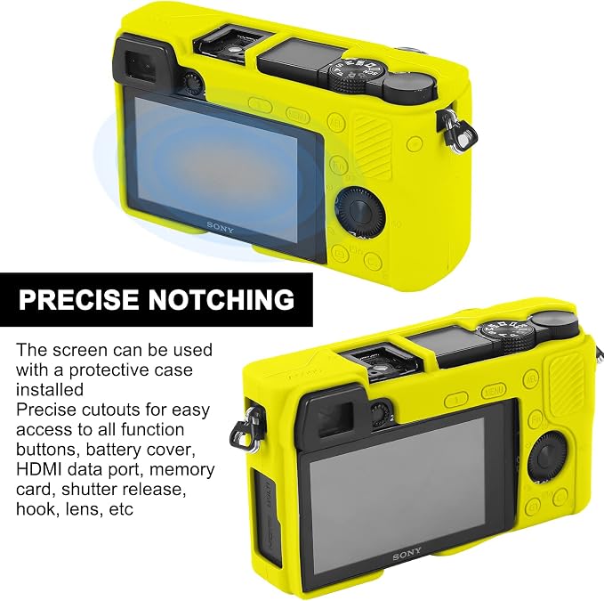 Easy Hood Case for Sony Alpha A6000 ILCE-6000 Digital Camera, Yellow | Soft Silicone,Anti-Scratch,Dustproof,Shockproof,Slim Fit,Enhanced Grip,Camera Skin Protector Accessories Protective Cover - Image 5