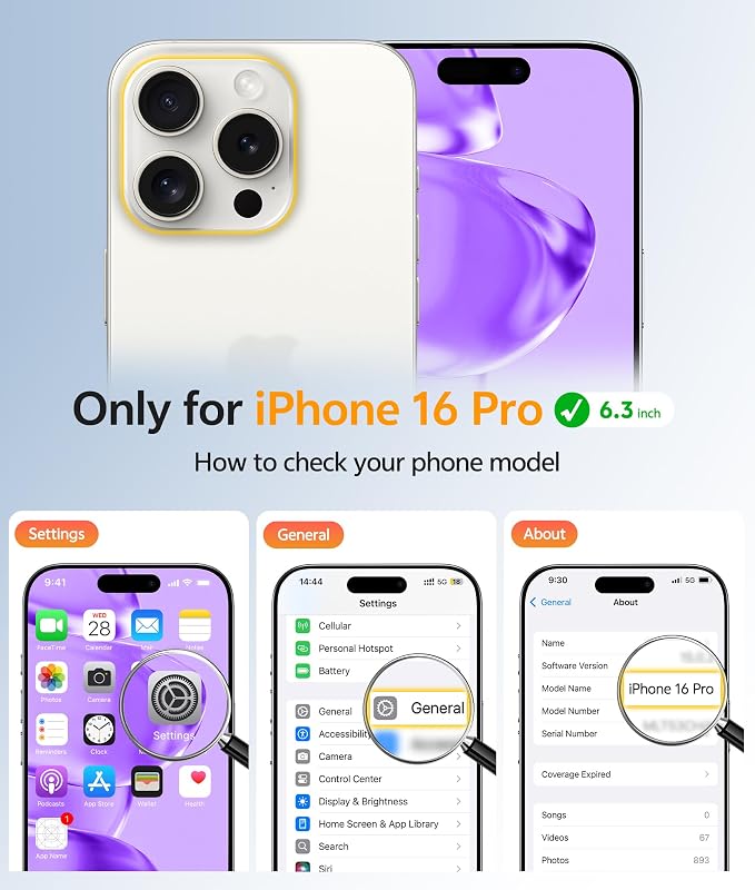 FNTCASE for iPhone 16 Pro Case, Fit for Magsafe, with Screen Protector | Full Camera Protection, Translucent Matte, 14FT Military Grade Drop Proof, Shockproof Protective Phone Cover, Purple - Image 2