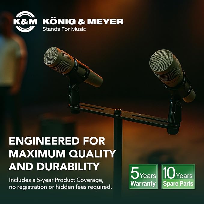 K&M König & Meyer 23550.500.55 Microphone Bar | Adjustable Positioning for Two Mics or Booms | 5/8“ Thread Stand Connector | Professional Choice Made in Germany Black - Image 8