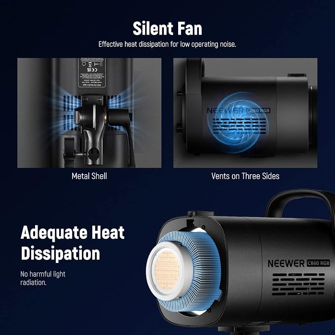 NEEWER CB60 RGB 70W LED Video Light with App Control, Bowens Mount COB Full Color Continuous Output Lighting 18000Lux/1m CCT 2700K-6500K CRI97+ 17 Scenes for Photography/Studio Video Recording - Image 6