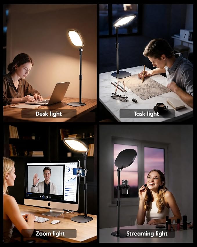 Video Conference Lighting for Zoom with Stand, 30 Modes, CRI>98 | Edge-lit Eye-care Full-screen Ring light, Dimmable with 360° Stand, Memory Func for Zoom, Video Calls, Live Streams, Webcam - Image 3