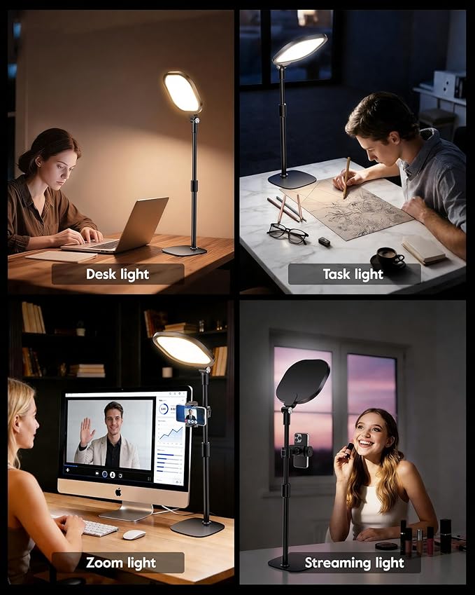 Video Conference Lighting for Zoom with Stand, 30 Modes, CRI>98 | Edge-lit Eye-care Full-screen Ring light, Dimmable with 360° Stand, Memory Func for Zoom, Video Calls, Live Streams, Webcam - Image 5